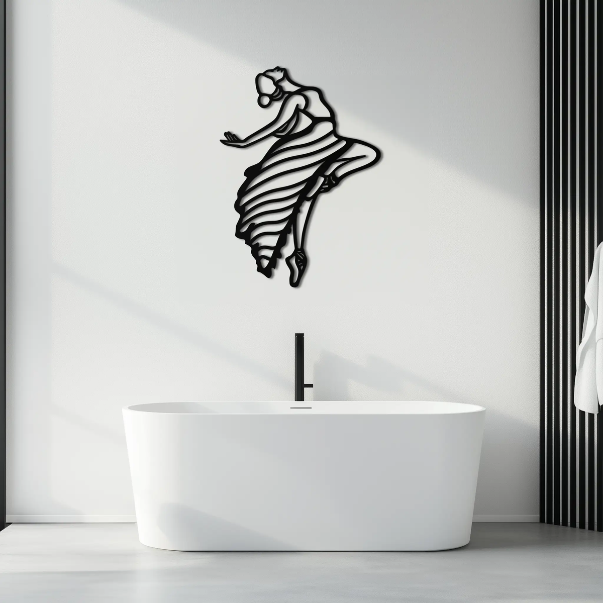 Dancing Woman Metal Wall Art – Graceful Silhouette Décor for Artistic Spaces- KAF648 by Enova Art