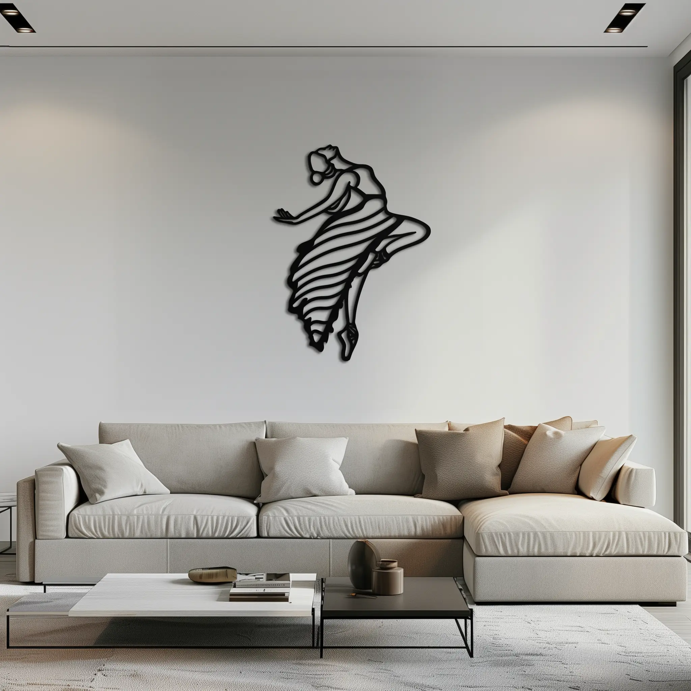 Dancing Woman Metal Wall Art – Graceful Silhouette Décor for Artistic Spaces- KAF648 by Enova Art