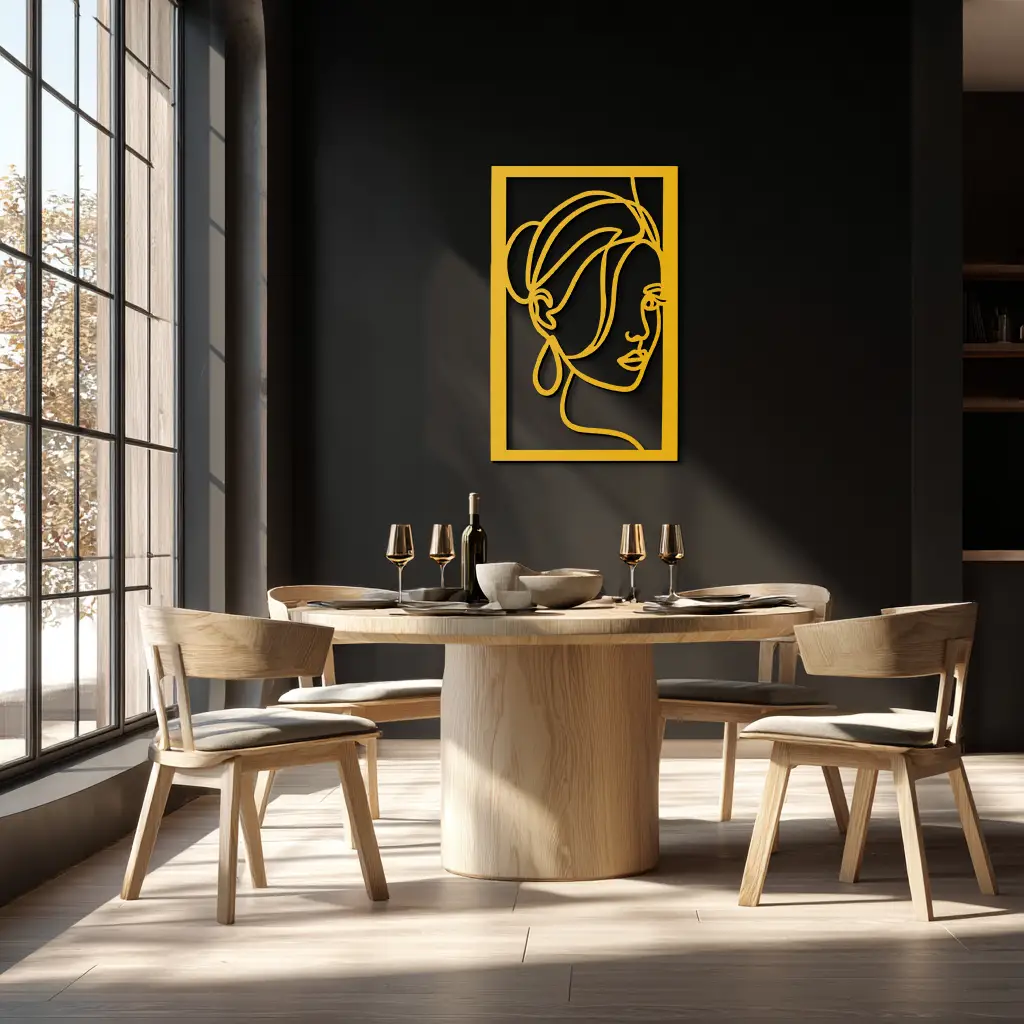 Woman Portrait Line Art Metal Wall Decor – Minimalist Modern Face Silhouette- KAF649 by Enova Art