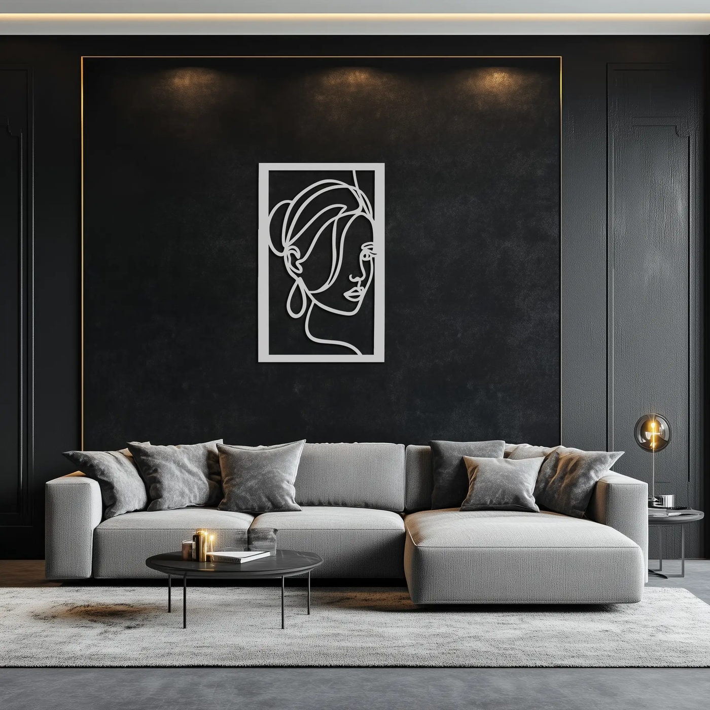 Woman Portrait Line Art Metal Wall Decor – Minimalist Modern Face Silhouette- KAF649 by Enova Art