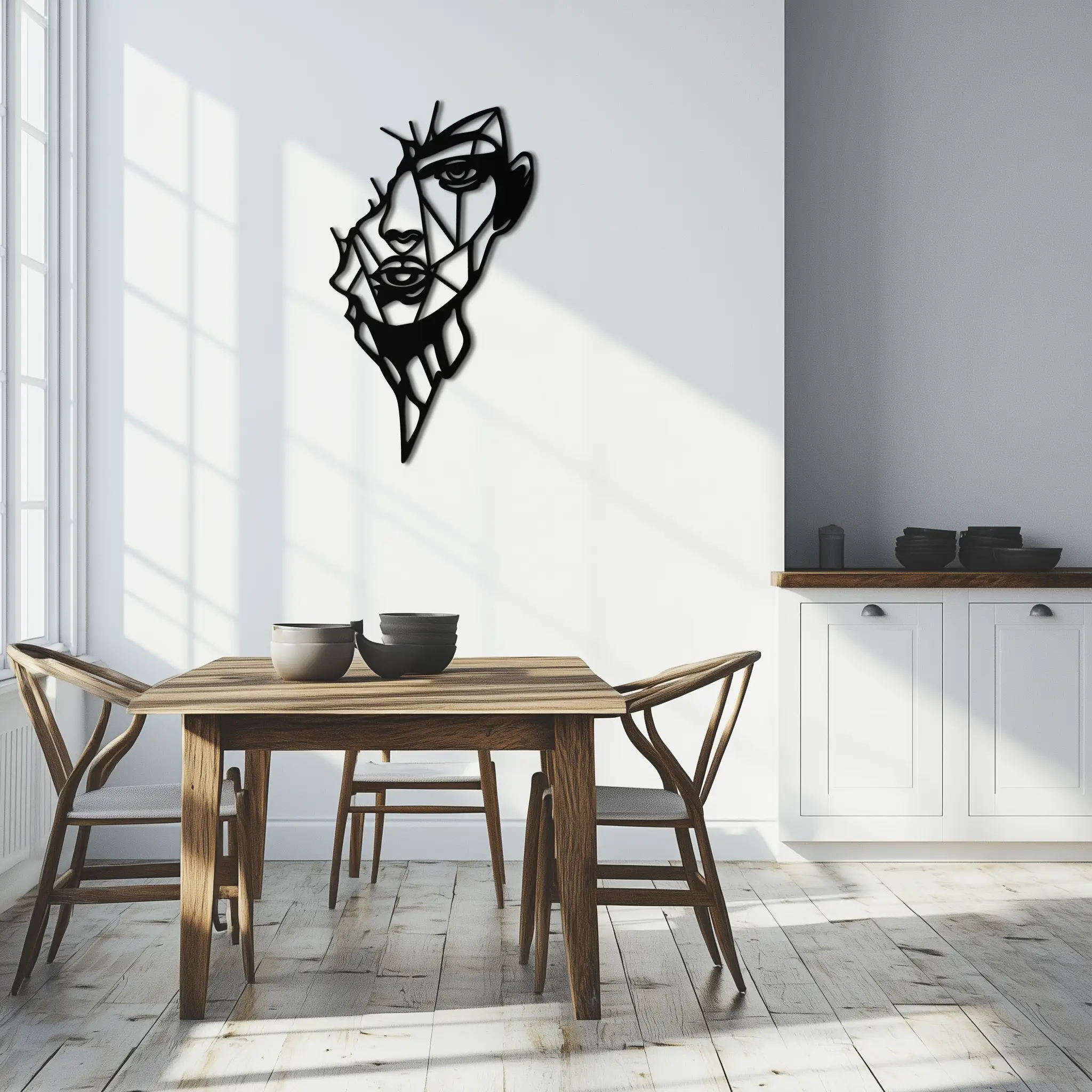 Abstract Line Art Woman Face Metal Wall Art – Modern Feminine Silhouette Decor- KAF650 by Enova Art