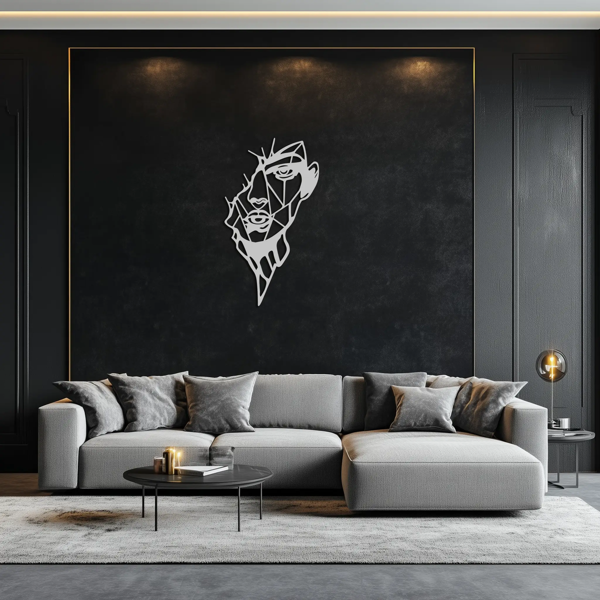 Abstract Line Art Woman Face Metal Wall Art – Modern Feminine Silhouette Decor- KAF650 by Enova Art
