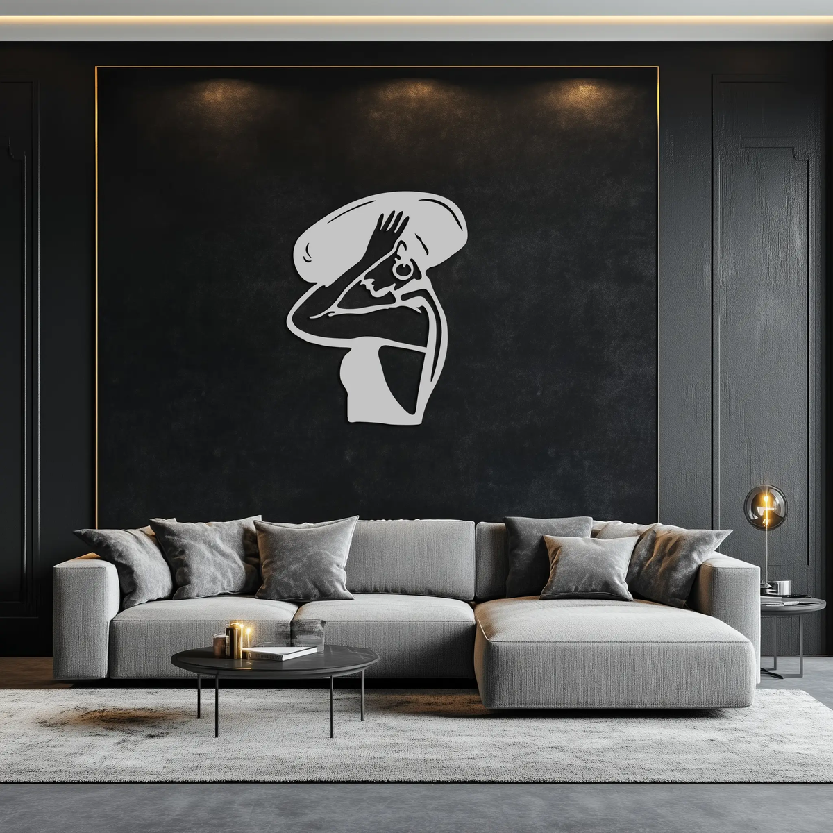 Elegant Woman with Hat Metal Wall Art – Fashion-Inspired Silhouette Décor- KAF651 by Enova Art