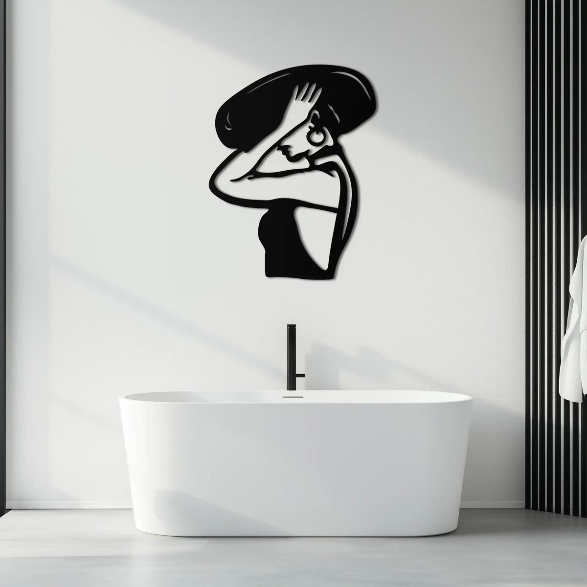 Elegant Woman with Hat Metal Wall Art – Fashion-Inspired Silhouette Décor- KAF651 by Enova Art