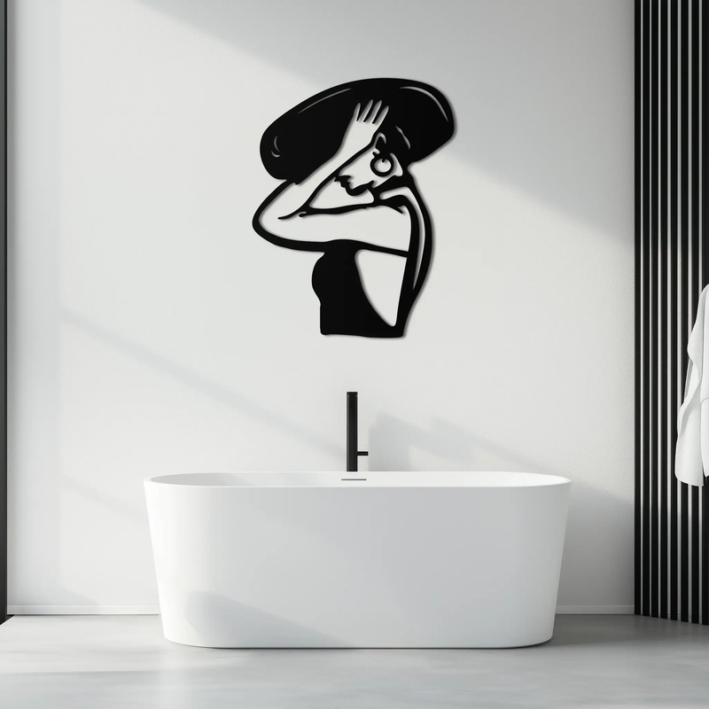 Elegant Woman with Hat Metal Wall Art – Fashion-Inspired Silhouette Décor- KAF651 by Enova Art