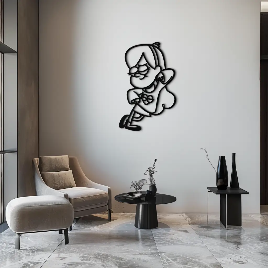 Mabel Pines Metal Wall Art – Gravity Falls-Inspired Playful Silhouette for Fans- KAF655 by Enova Art