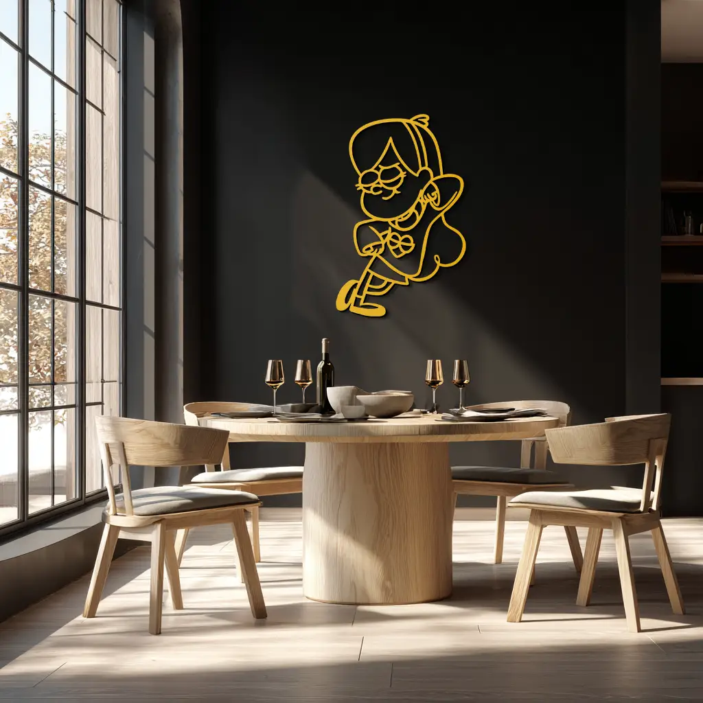 Mabel Pines Metal Wall Art – Gravity Falls-Inspired Playful Silhouette for Fans- KAF655 by Enova Art