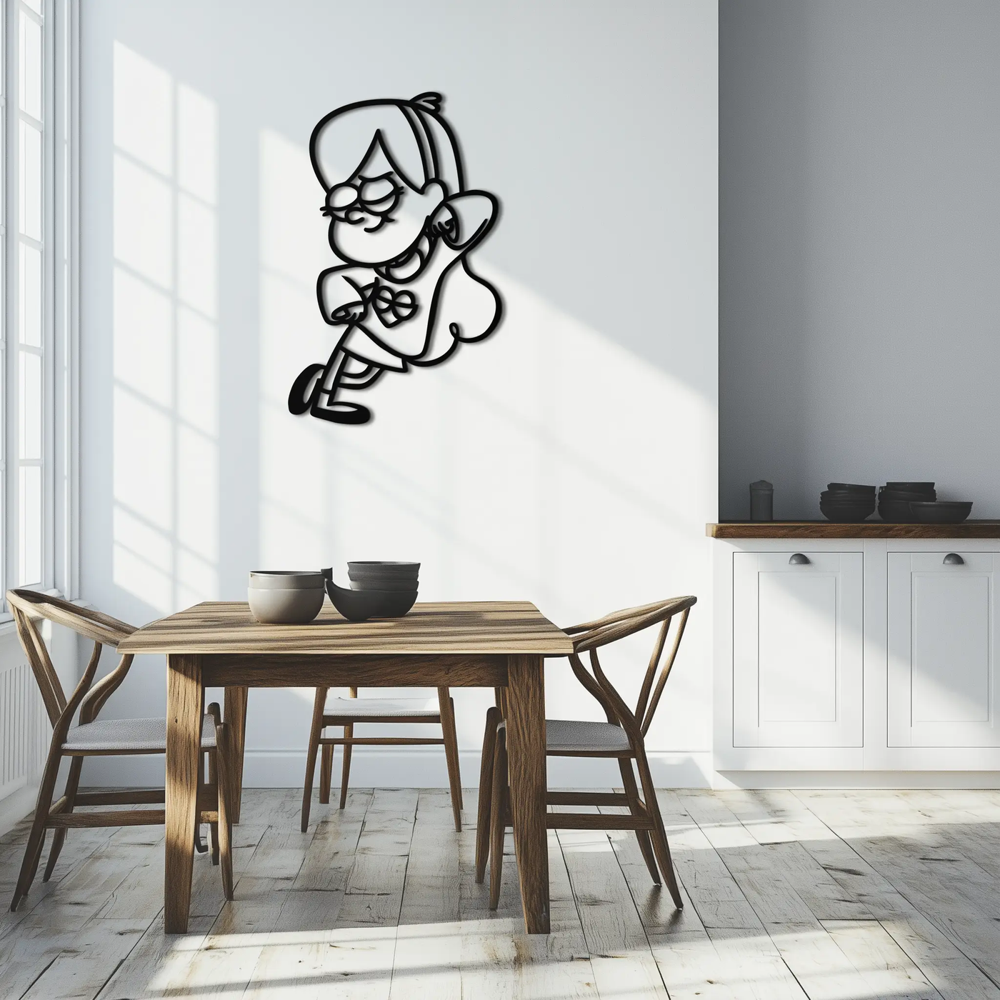 Mabel Pines Metal Wall Art – Gravity Falls-Inspired Playful Silhouette for Fans- KAF655 by Enova Art