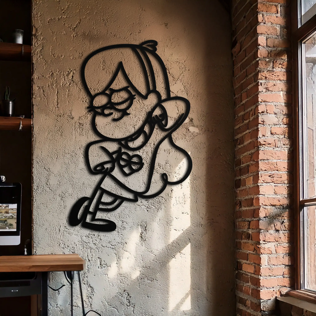Mabel Pines Metal Wall Art – Gravity Falls-Inspired Playful Silhouette for Fans- KAF655 by Enova Art