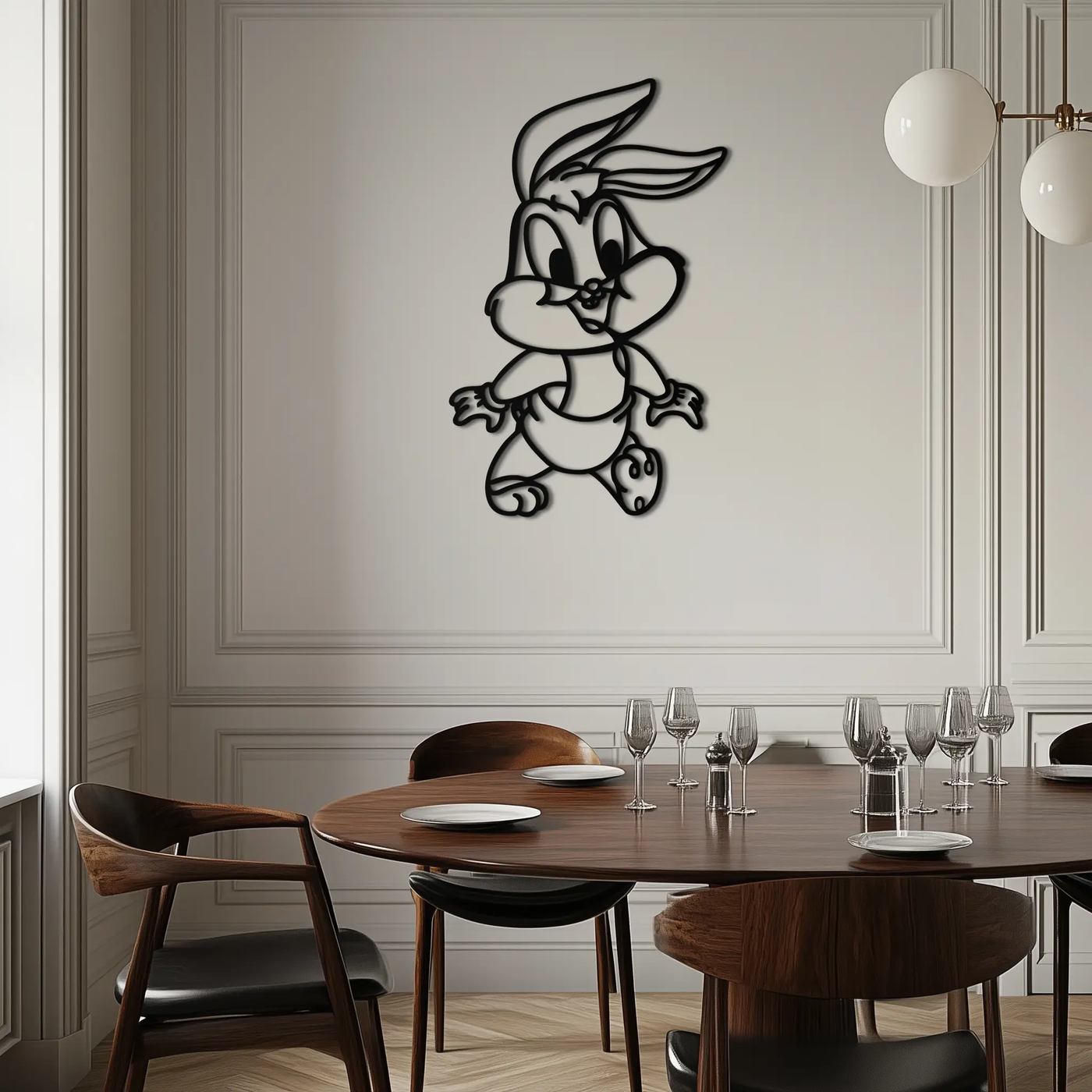 Baby Bugs Bunny Metal Wall Art – Classic Cartoon Character Silhouette for Fans- KAF659 by Enova Art