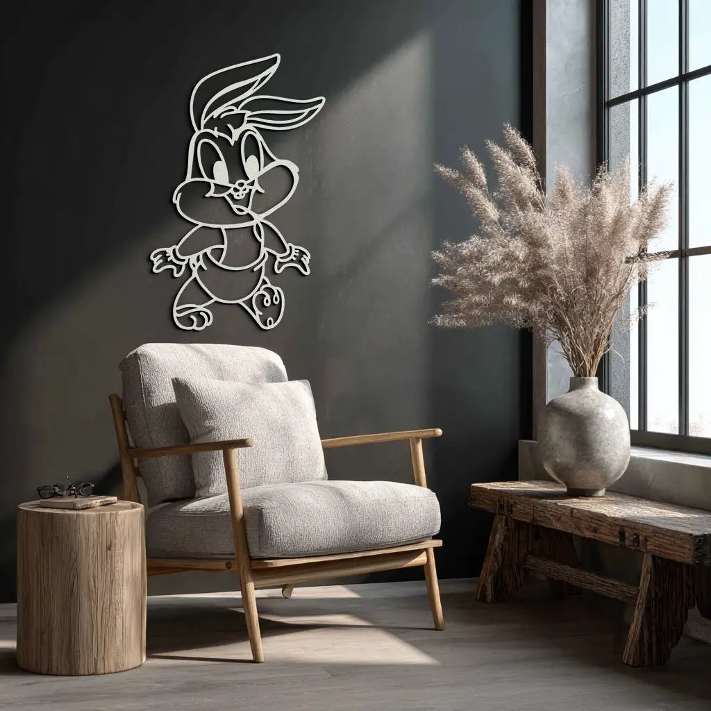 Baby Bugs Bunny Metal Wall Art – Classic Cartoon Character Silhouette for Fans- KAF659 by Enova Art