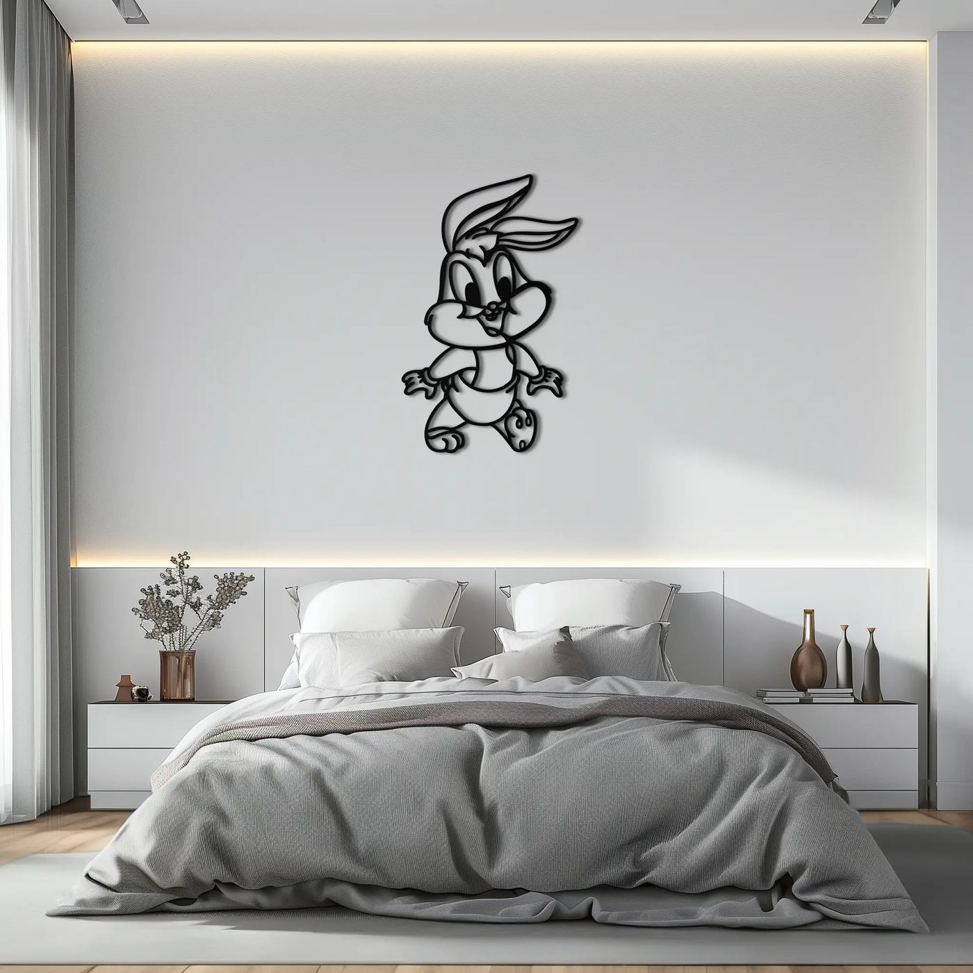 Baby Bugs Bunny Metal Wall Art – Classic Cartoon Character Silhouette for Fans- KAF659 by Enova Art