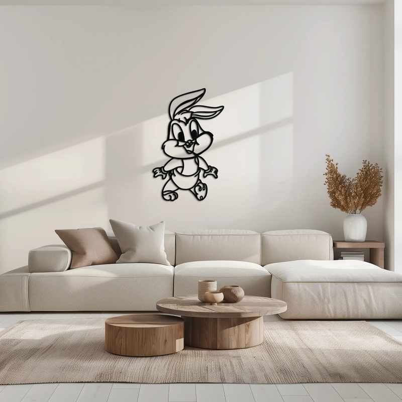 Baby Bugs Bunny Metal Wall Art – Classic Cartoon Character Silhouette for Fans- KAF659 by Enova Art