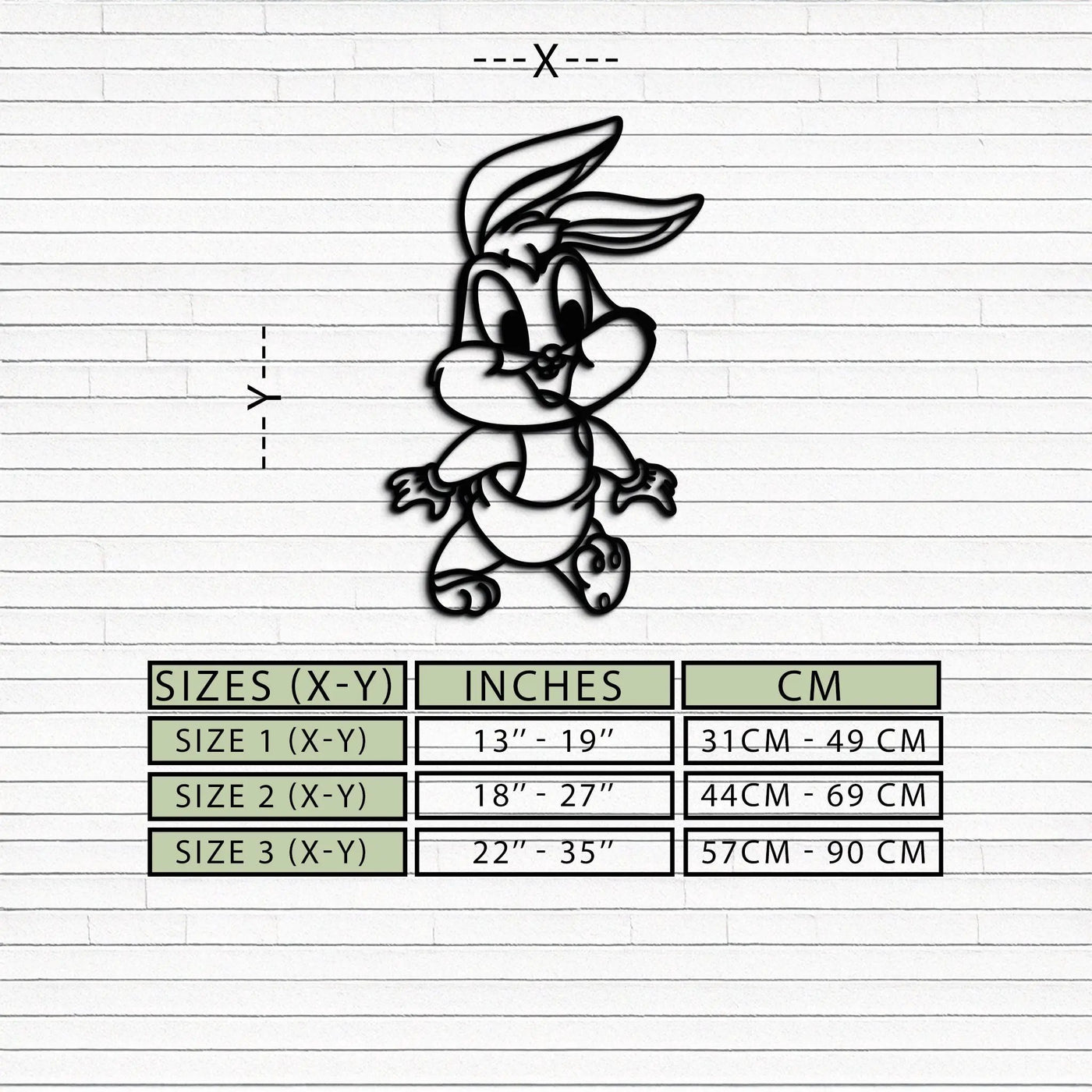 Baby Bugs Bunny Metal Wall Art – Classic Cartoon Character Silhouette for Fans- KAF659 by Enova Art