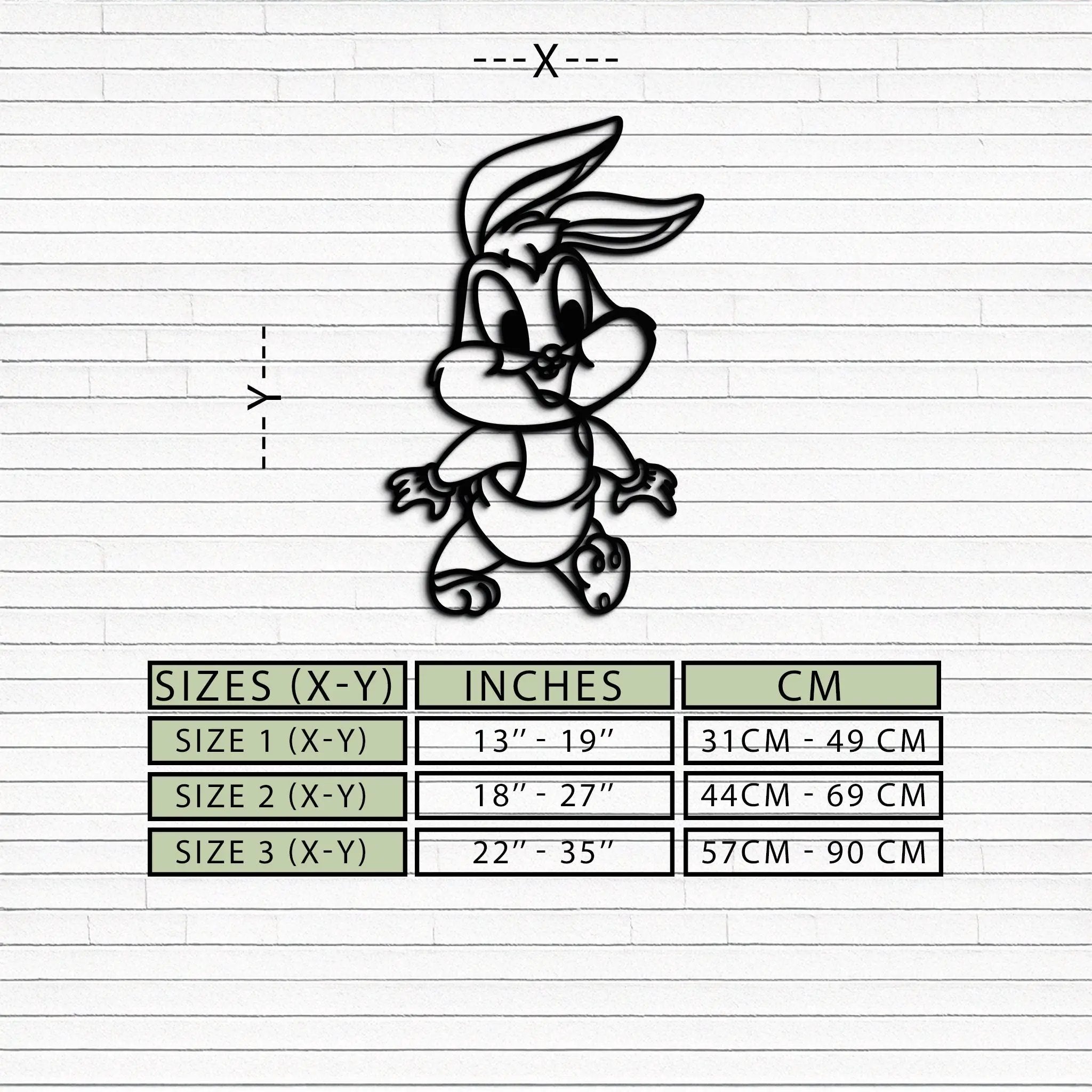 Baby Bugs Bunny Metal Wall Art – Classic Cartoon Character Silhouette for Fans- KAF659 by Enova Art