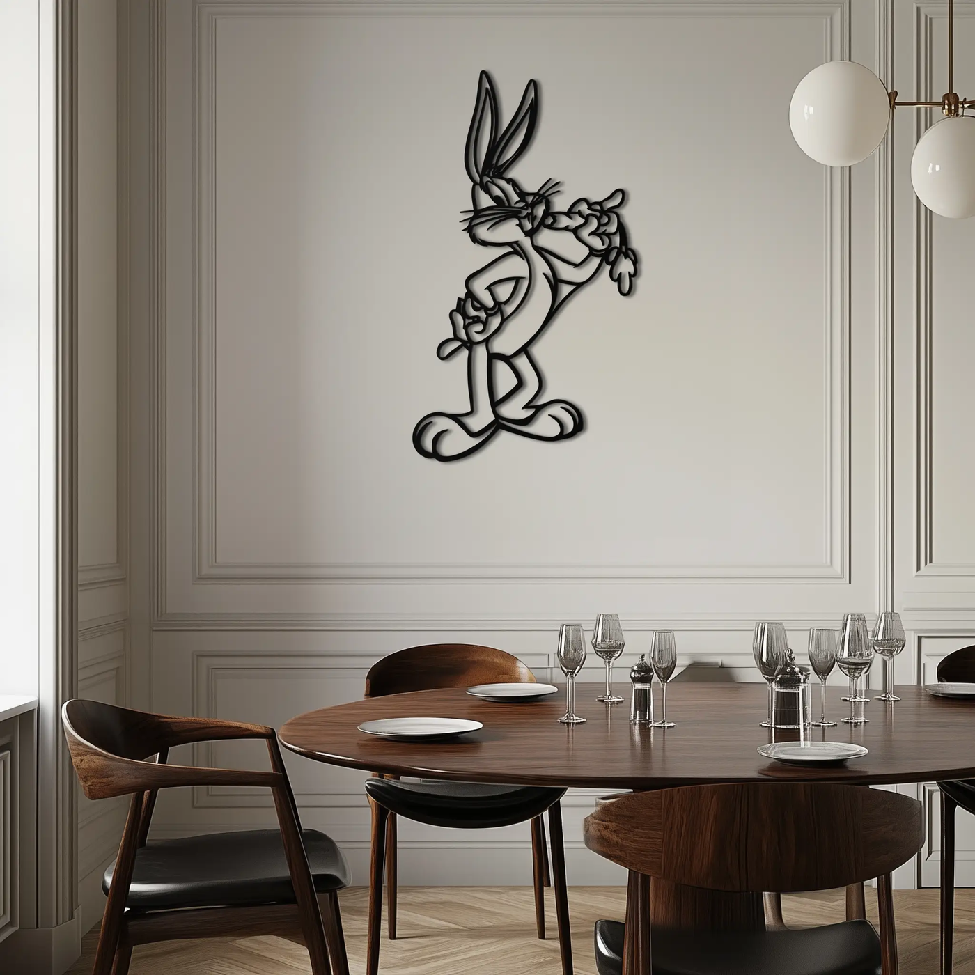 Bugs Bunny Metal Wall Art – Iconic Cartoon Character Silhouette for Fans- KAF660 by Enova Art