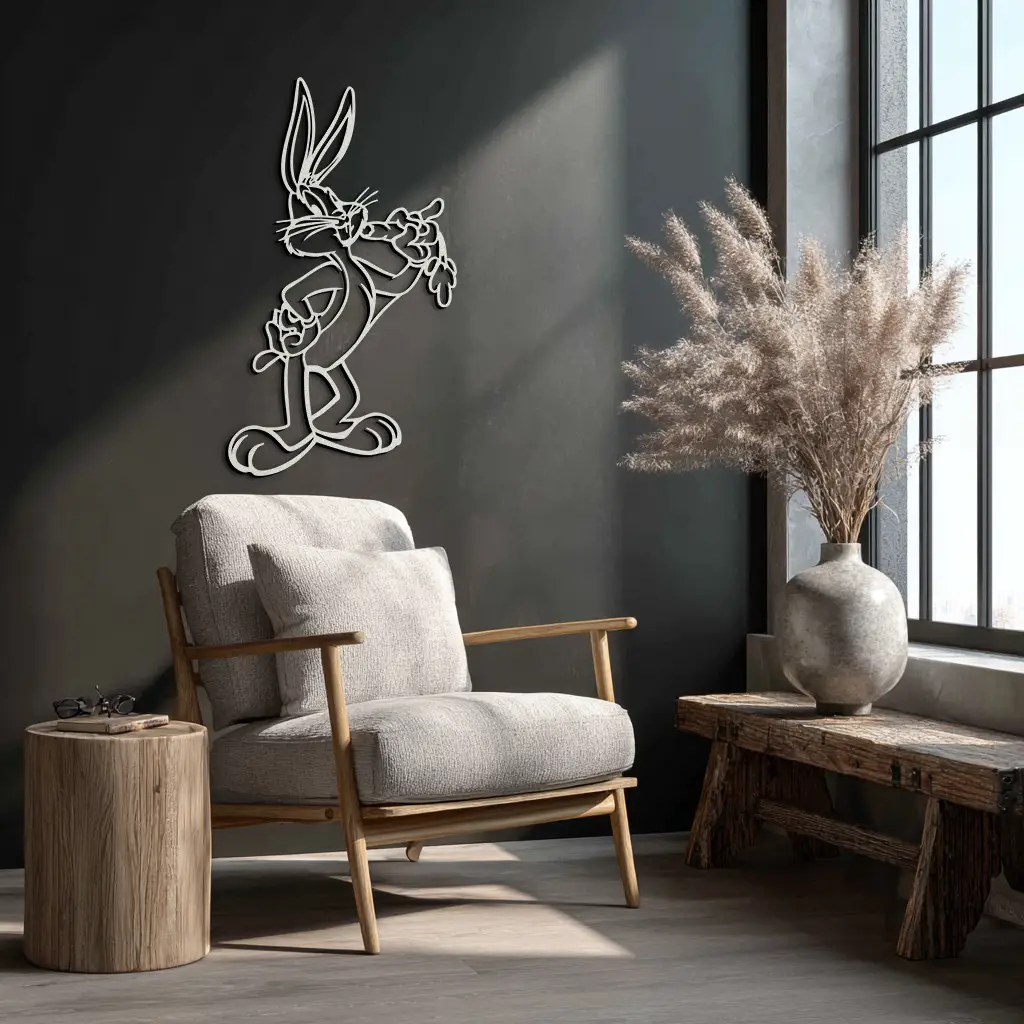 Bugs Bunny Metal Wall Art – Iconic Cartoon Character Silhouette for Fans- KAF660 by Enova Art