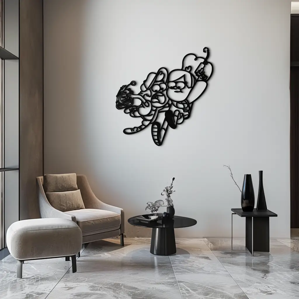 Mabel & Dipper Pines Metal Wall Art – Gravity Falls-Inspired Silhouette for Fans- KAF661 by Enova Art