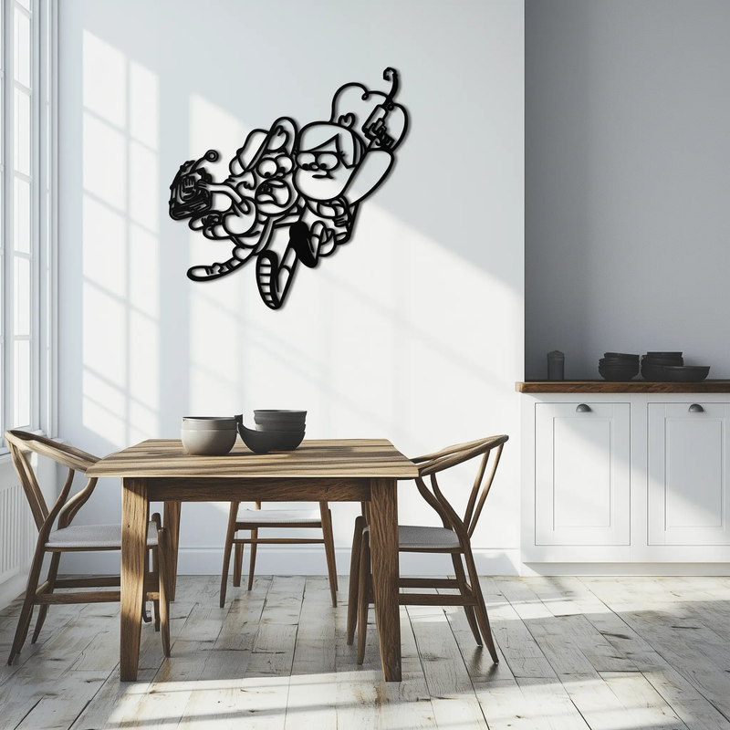 Mabel & Dipper Pines Metal Wall Art – Gravity Falls-Inspired Silhouette for Fans- KAF661 by Enova Art