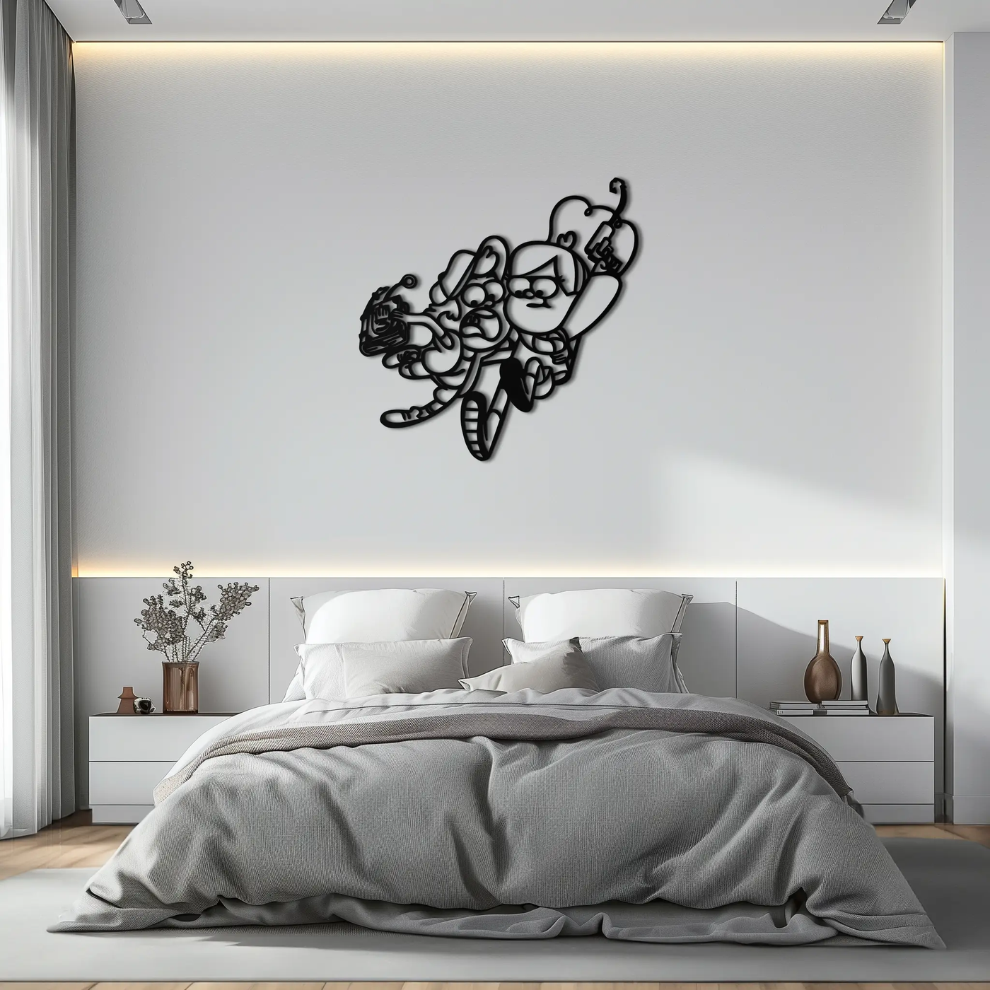 Mabel & Dipper Pines Metal Wall Art – Gravity Falls-Inspired Silhouette for Fans- KAF661 by Enova Art