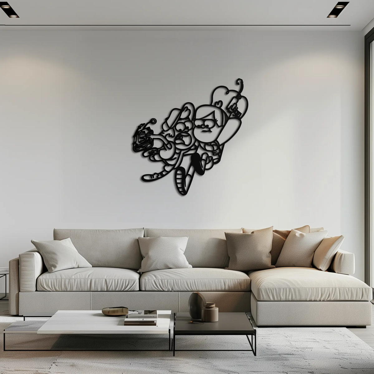 Mabel & Dipper Pines Metal Wall Art – Gravity Falls-Inspired Silhouette for Fans- KAF661 by Enova Art