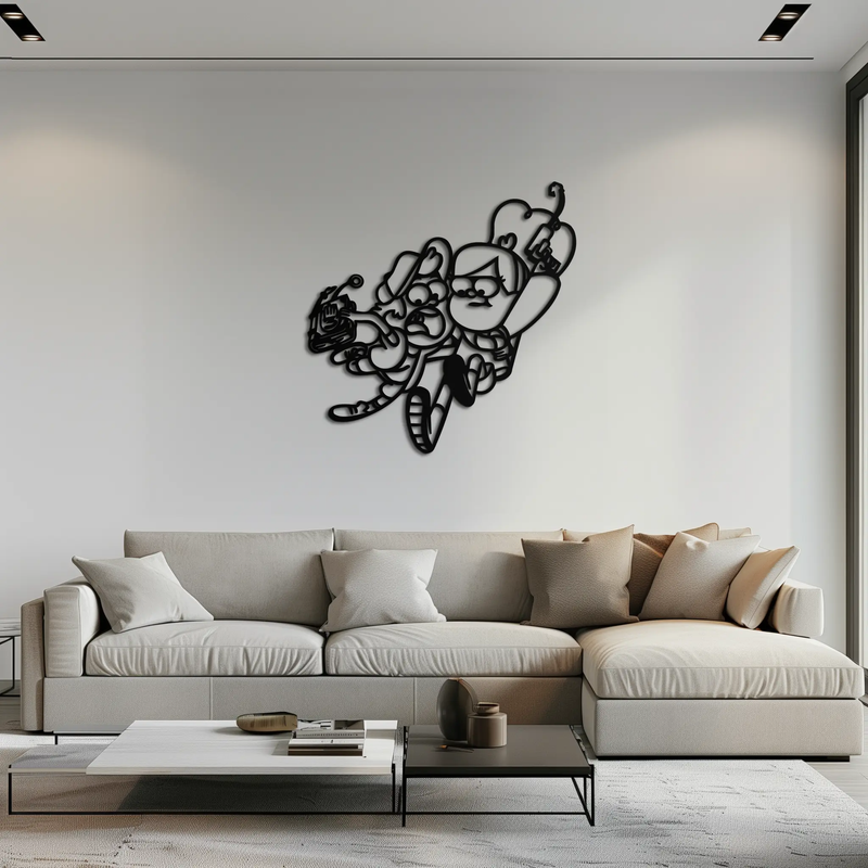 Mabel & Dipper Pines Metal Wall Art – Gravity Falls-Inspired Silhouette for Fans- KAF661 by Enova Art