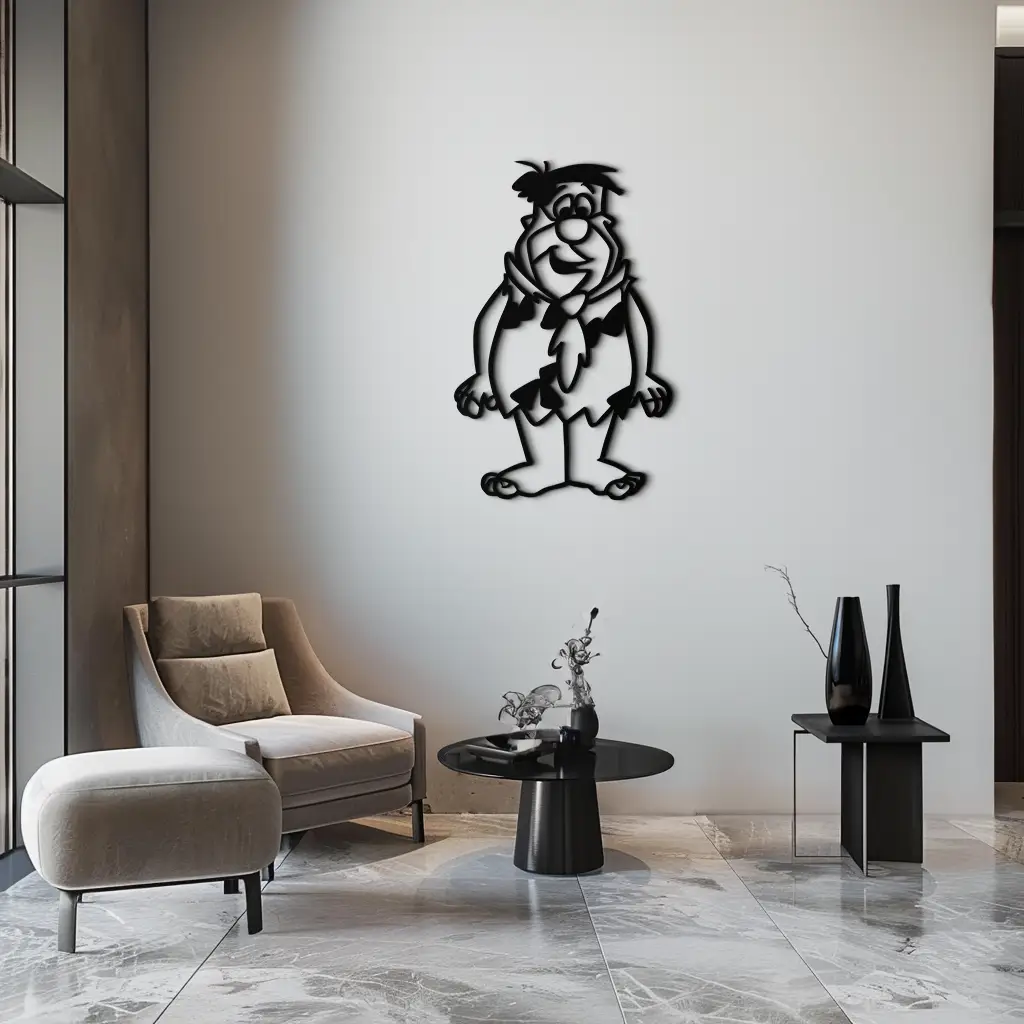 Fred Flintstone Metal Wall Art – Iconic Cartoon Character Silhouette for Fans- KAF662 by Enova Art