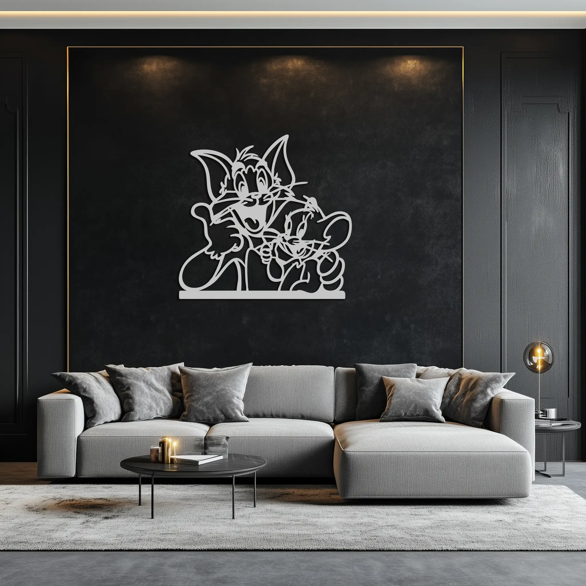 Tom and Jerry Metal Wall Art – Classic Cartoon Duo Silhouette for Fans- KAF665 by Enova Art