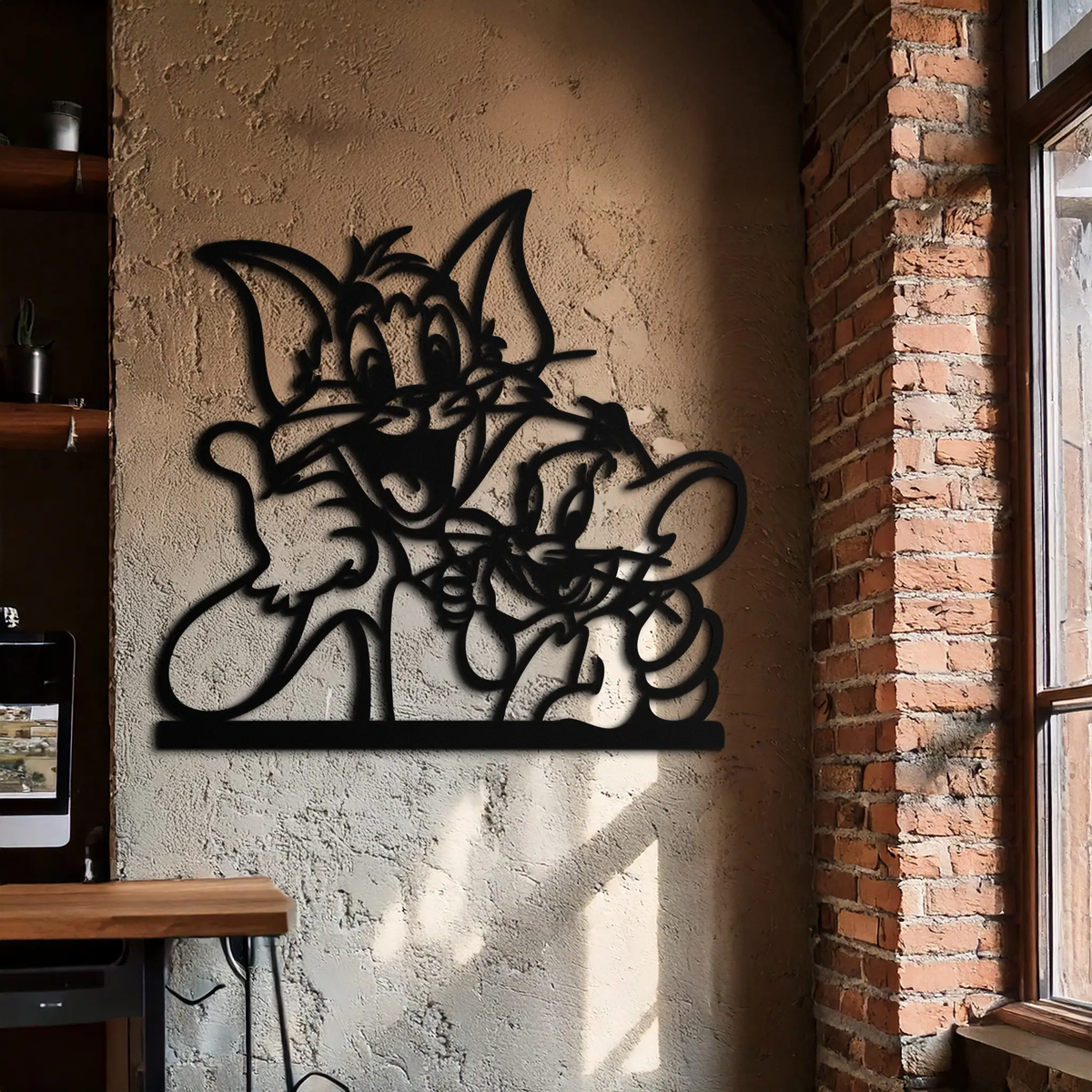 Tom and Jerry Metal Wall Art – Classic Cartoon Duo Silhouette for Fans- KAF665 by Enova Art