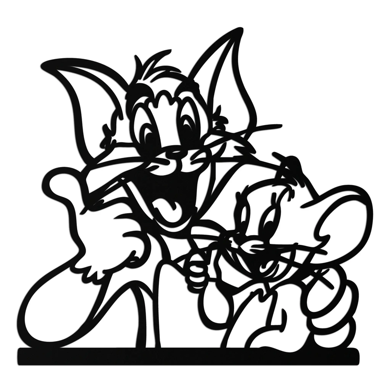 Tom and Jerry Metal Wall Art – Classic Cartoon Duo Silhouette for Fans- KAF665 by Enova Art