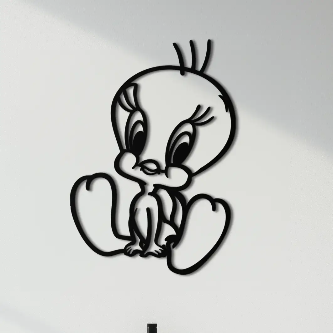 Tweety Bird Metal Wall Art – Classic Cartoon Character Silhouette for Fans- KAF666 by Enova Art