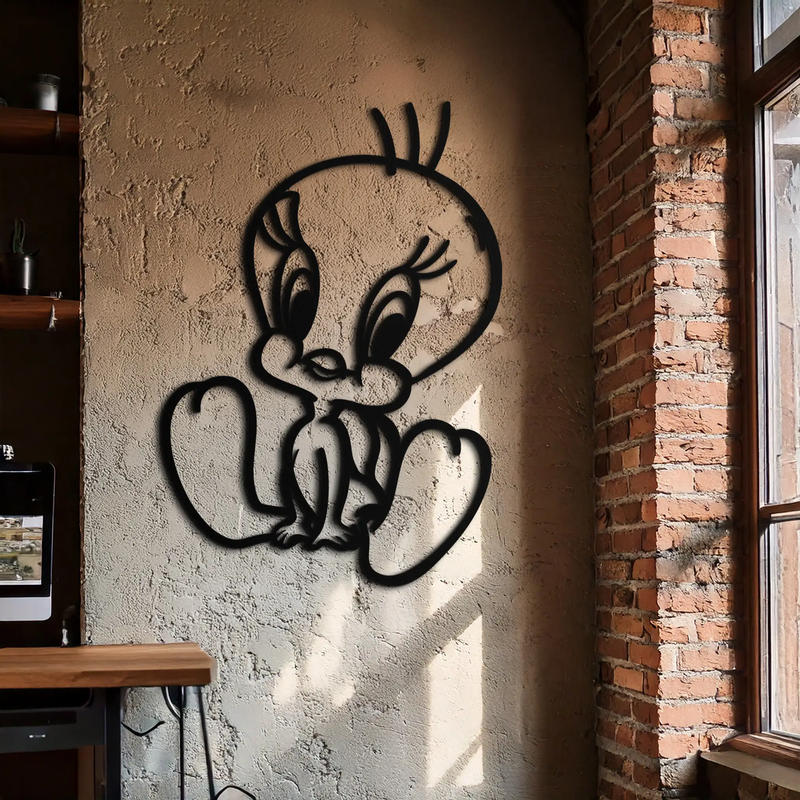 Tweety Bird Metal Wall Art – Classic Cartoon Character Silhouette for Fans- KAF666 by Enova Art