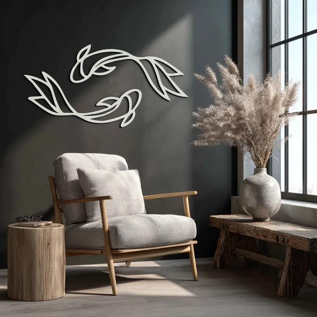 Koi Fish Metal Wall Art – Elegant Silhouette Design for Nature Lovers- KAF667 by Enova Art