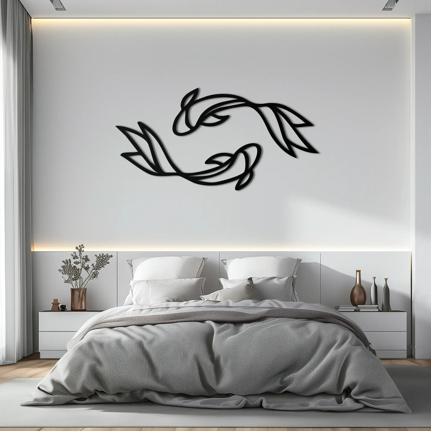 Koi Fish Metal Wall Art – Elegant Silhouette Design for Nature Lovers- KAF667 by Enova Art