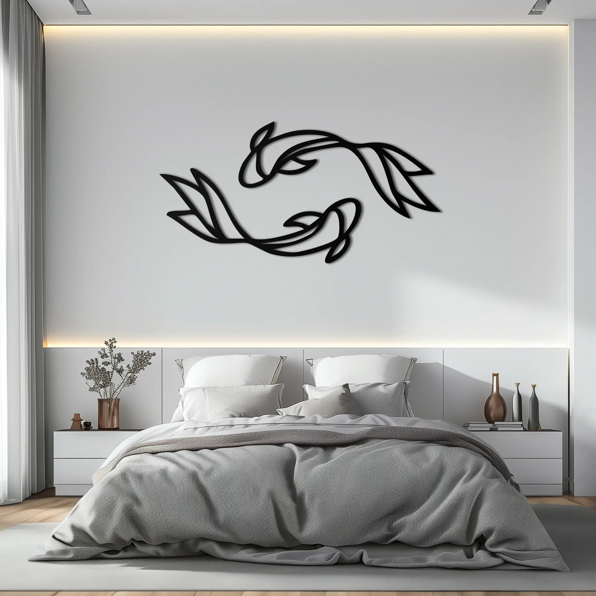 Koi Fish Metal Wall Art – Elegant Silhouette Design for Nature Lovers- KAF667 by Enova Art