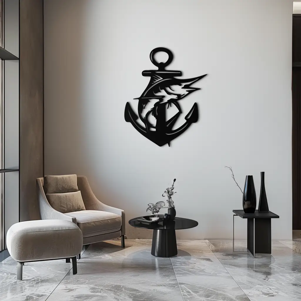 Anchor and Fish Metal Wall Art – Nautical-Inspired Design for Sea Lovers- KAF668 by Enova Art