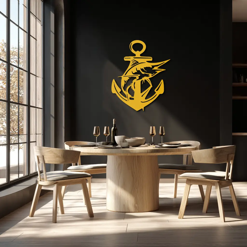 Anchor and Fish Metal Wall Art – Nautical-Inspired Design for Sea Lovers- KAF668 by Enova Art