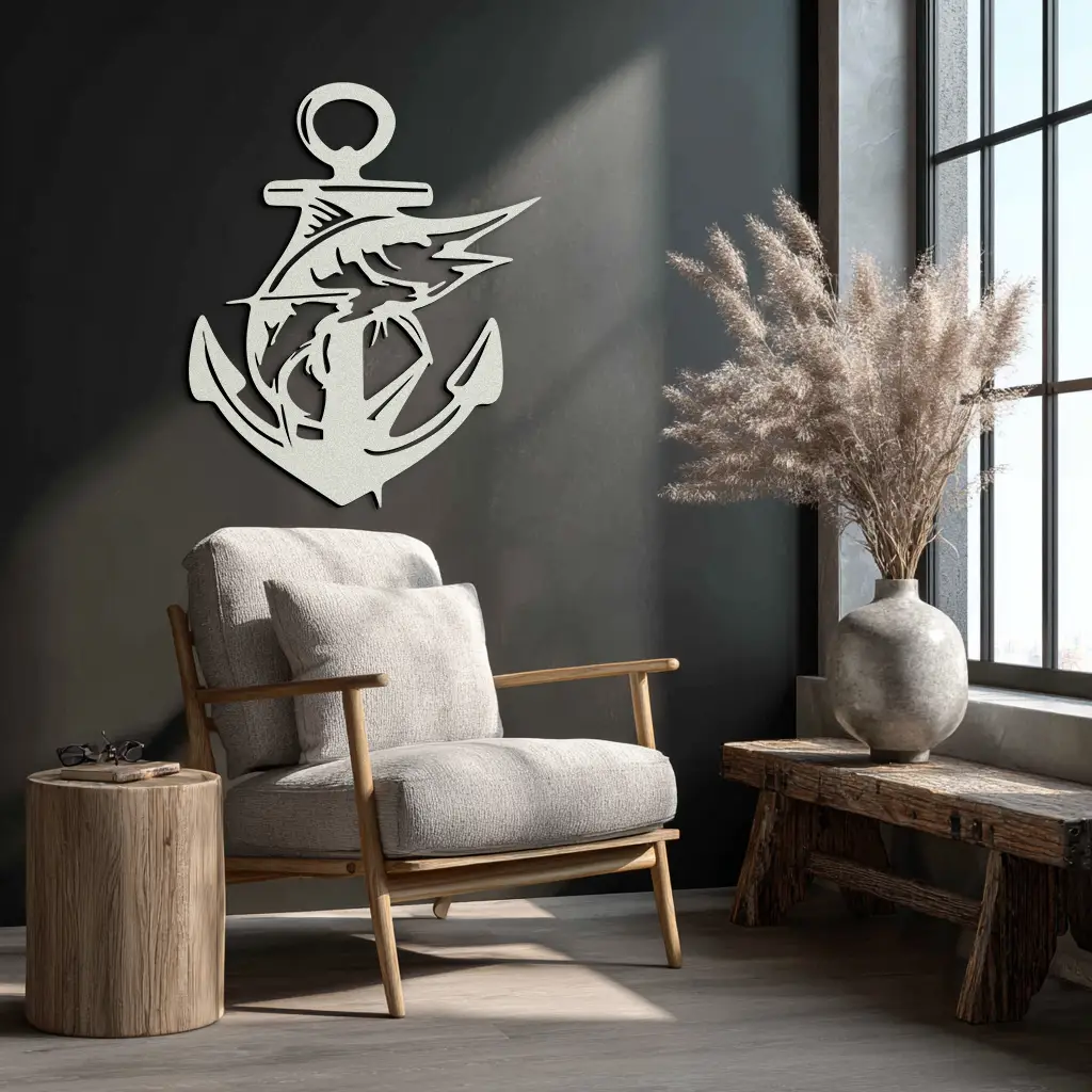 Anchor and Fish Metal Wall Art – Nautical-Inspired Design for Sea Lovers- KAF668 by Enova Art