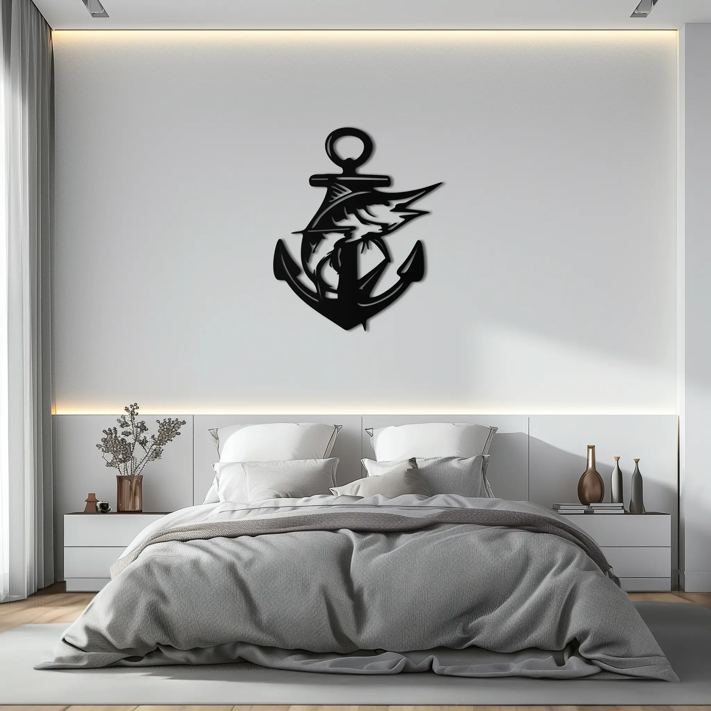 Anchor and Fish Metal Wall Art – Nautical-Inspired Design for Sea Lovers- KAF668 by Enova Art