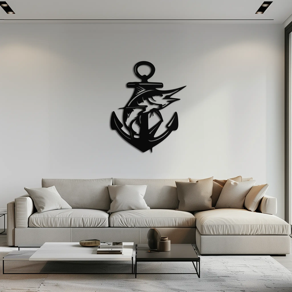 Anchor and Fish Metal Wall Art – Nautical-Inspired Design for Sea Lovers- KAF668 by Enova Art