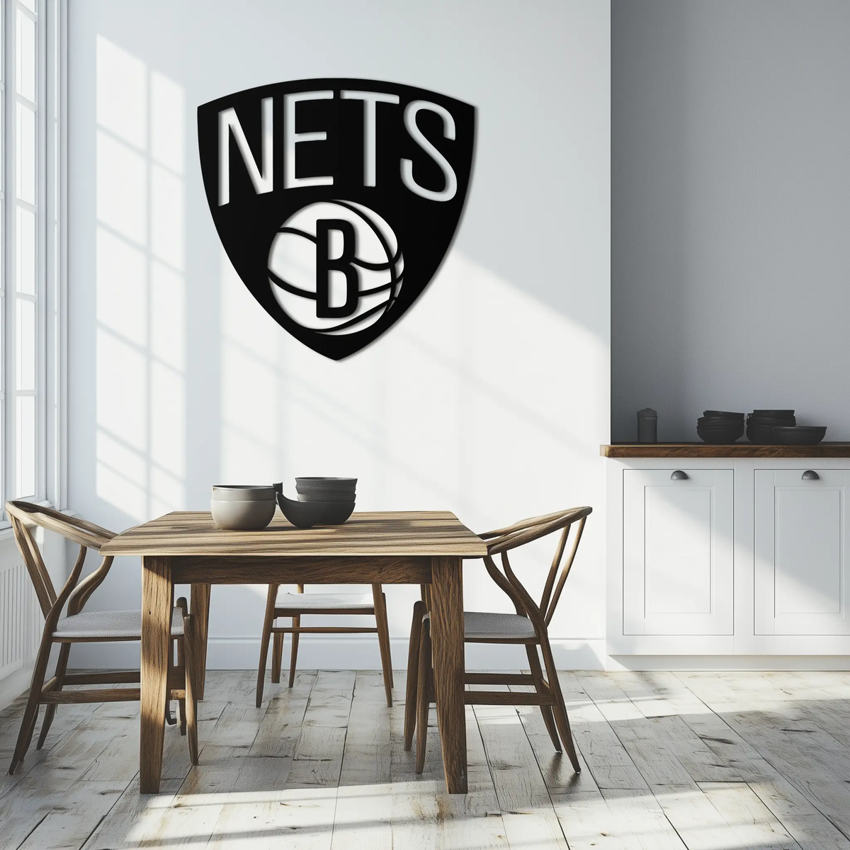 Brooklyn Nets Logo Silhouette Metal Wall Art – Modern Sports-Inspired Decor - KAF669 by Enova Art