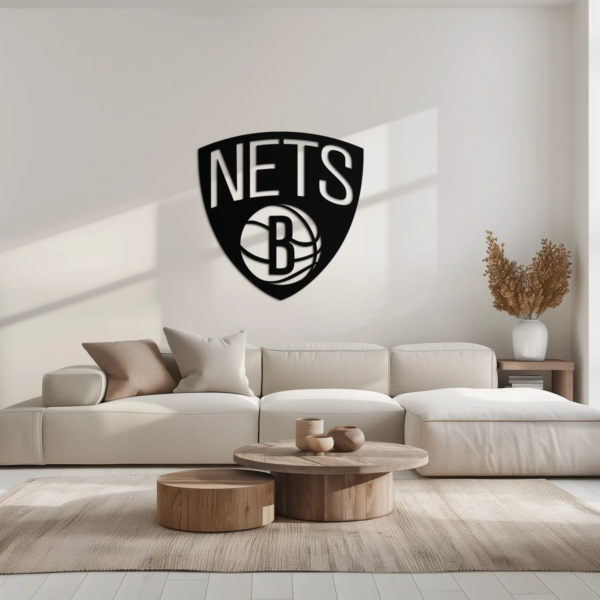 Brooklyn Nets Logo Silhouette Metal Wall Art – Modern Sports-Inspired Decor - KAF669 by Enova Art