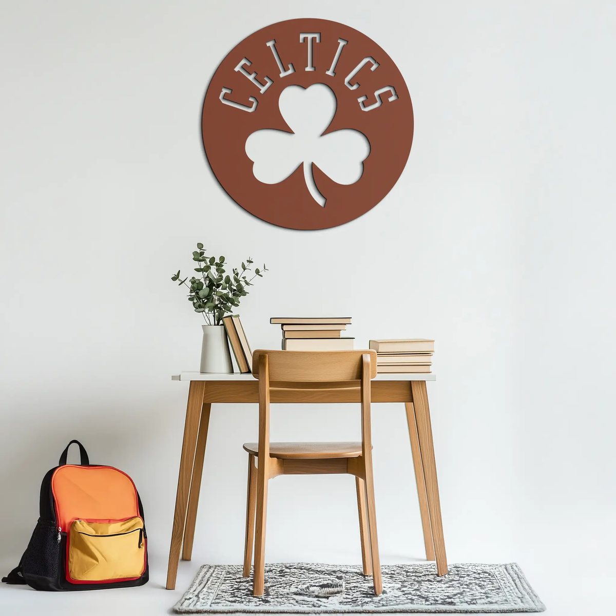 Celtics Shamrock Emblem Metal Wall Art – Bold Round Sports Decor for Fans- KAF671 by Enova Art
