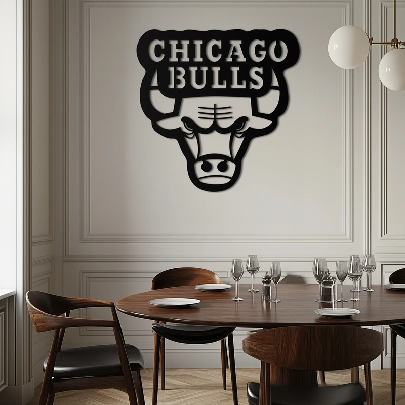 Chicago Bulls Logo Metal Wall Art – Iconic NBA Team Emblem for Sports Fans- KAF672 by Enova Art
