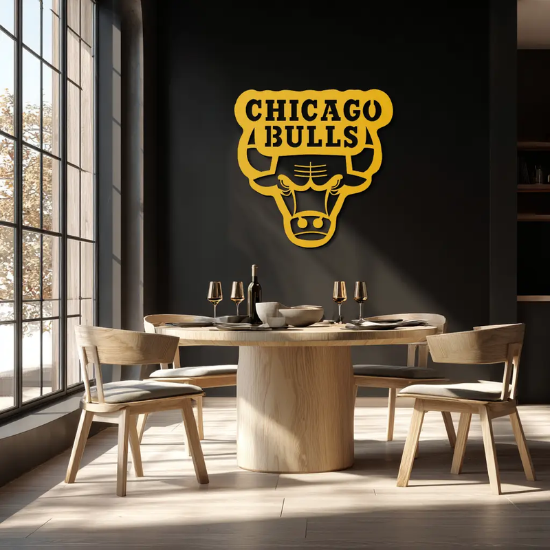 Chicago Bulls Logo Metal Wall Art – Iconic NBA Team Emblem for Sports Fans- KAF672 by Enova Art