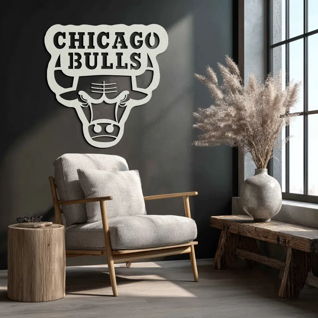 Chicago Bulls Logo Metal Wall Art – Iconic NBA Team Emblem for Sports Fans- KAF672 by Enova Art
