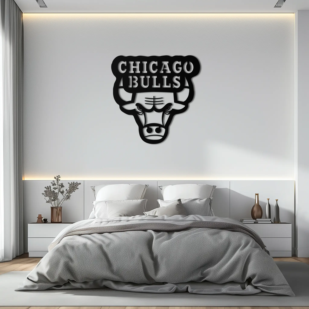 Chicago Bulls Logo Metal Wall Art – Iconic NBA Team Emblem for Sports Fans- KAF672 by Enova Art