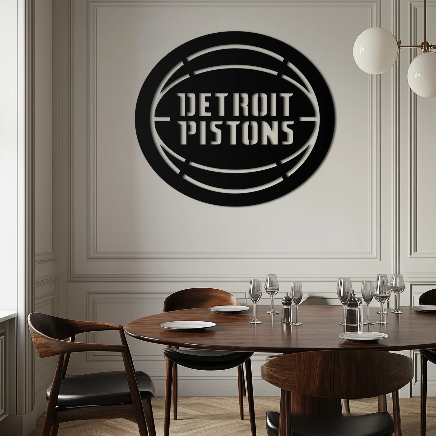 Detroit Pistons Metal Wall Art – Bold Basketball Logo Design for Sports Enthusiasts- KAF673 by Enova Art