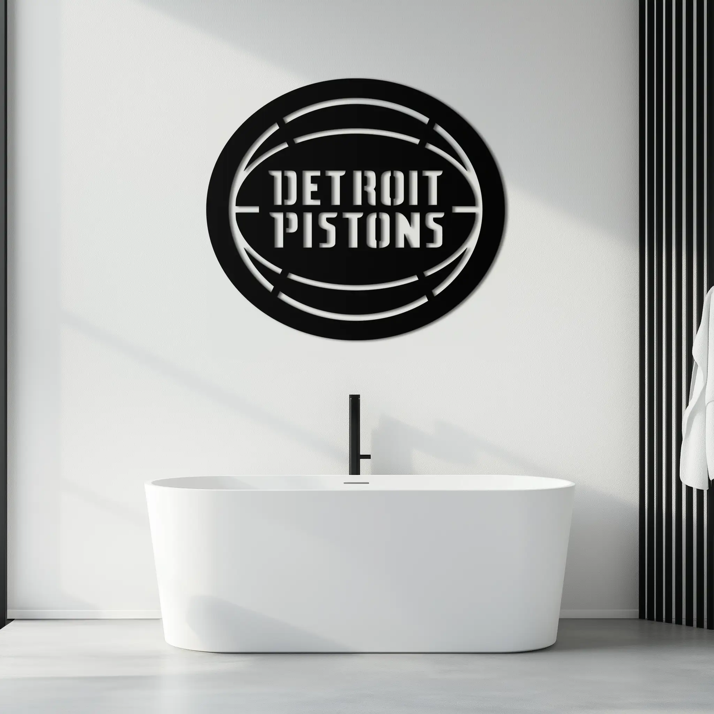 Detroit Pistons Metal Wall Art – Bold Basketball Logo Design for Sports Enthusiasts- KAF673 by Enova Art