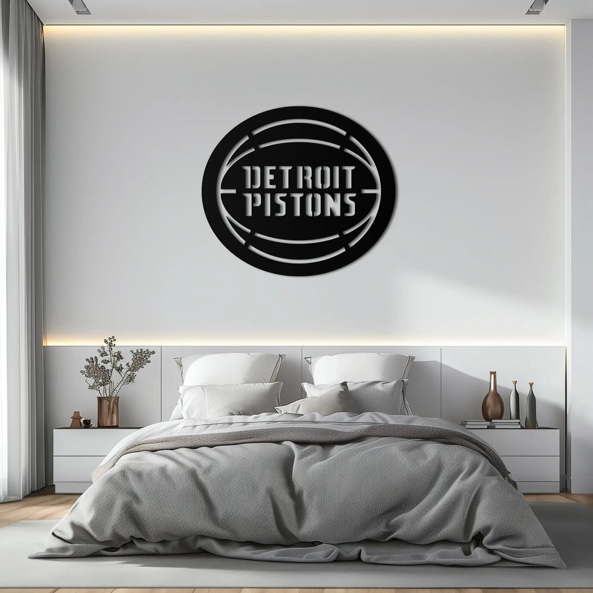 Detroit Pistons Metal Wall Art – Bold Basketball Logo Design for Sports Enthusiasts- KAF673 by Enova Art